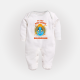 First Ram Navami Devotional Baby Fullbody suit - WHITE - New Born (Chest 7.5")