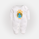 My First Ram Navami - A Celebration Of Virtue And Valor With Our Customized Sleep Suit For Babies With Name - WHITE - New Born (Chest 7.5")