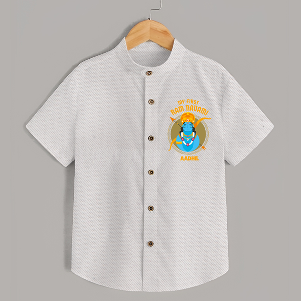 My First Ram Navami - A Celebration Of Virtue And Valor With Our Customized Shirt For kids With Name - WHITE - 0 - 6 Months Old (Chest 23")