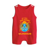 First Ram Navami Devotional Baby Romper suit - RED - 0 - 5 Months Old (Chest 18")