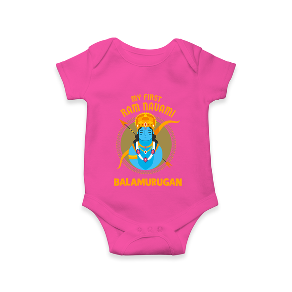 First Ram Navami Devotional Baby Romper - HOT PINK - New Born (Chest 14")