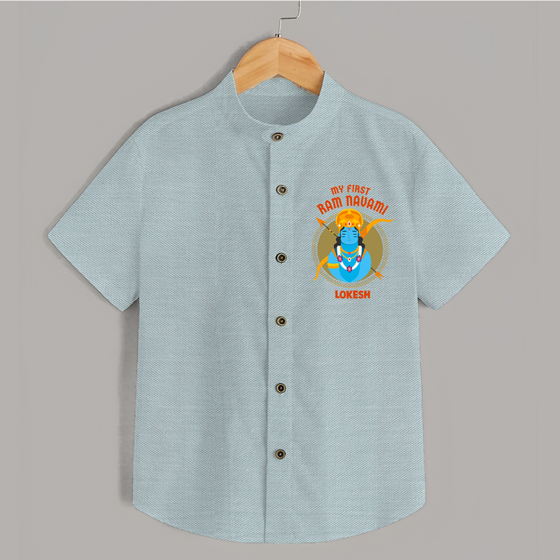 My First Ram Navami - A Celebration Of Virtue And Valor With Our Customized Shirt For kids With Name - ARCTIC BLUE - 0 - 6 Months Old (Chest 23")