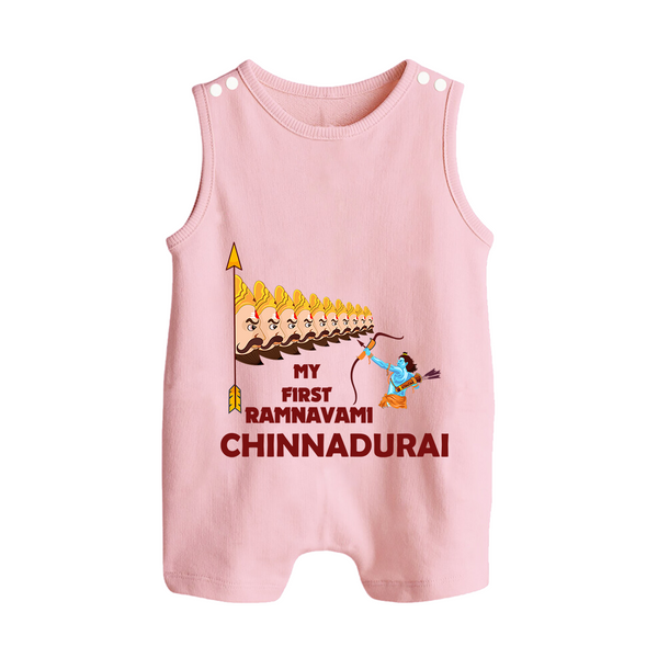 My First Ramnavami – Personalized Baby Romper suit - BABY PINK - 0 - 5 Months Old (Chest 18")