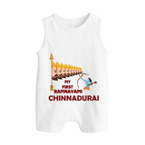 My First Ramnavami – Personalized Baby Romper suit - WHITE - 0 - 5 Months Old (Chest 18")