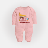 My First Ramnavami – Personalized Baby Fullbody suit - BABY PINK - New Born (Chest 7.5")