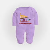 My First Ramnavami – Personalized Baby Fullbody suit - LILAC - New Born (Chest 7.5")