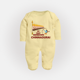 My First Ramnavami – Personalized Baby Fullbody suit - PASTEL YELLOW - New Born (Chest 7.5")