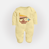 My First Ram Navami - Showered In The Blessings Of Lord Rama With Our Customized Sleep Suit For Babies With Name - PASTEL YELLOW - New Born (Chest 7.5")