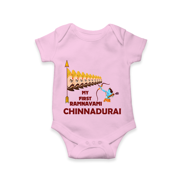 My First Ramnavami – Personalized Baby Romper - BABY PINK - New Born (Chest 14")