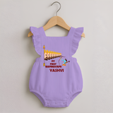 My First Ramnavami – Personalized Romper Frock - LILAC - 0 - 3 Months Old (Chest 19")