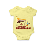 My First Ramnavami – Personalized Baby Romper - PASTEL YELLOW - New Born (Chest 14")