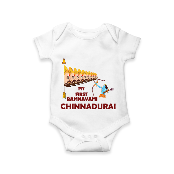 My First Ramnavami – Personalized Baby Romper - WHITE - New Born (Chest 14")
