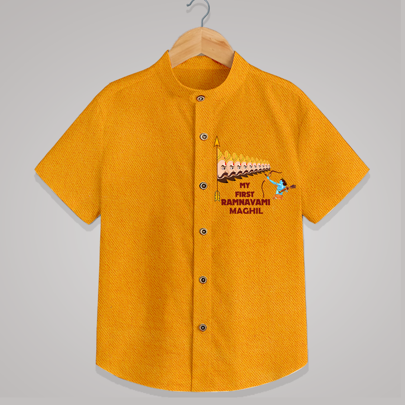 My First Ram Navami - Showered In The Blessings Of Lord Rama With Our Customized Shirt For kids With Name - CHROME YELLOW - 0 - 6 Months Old (Chest 23")