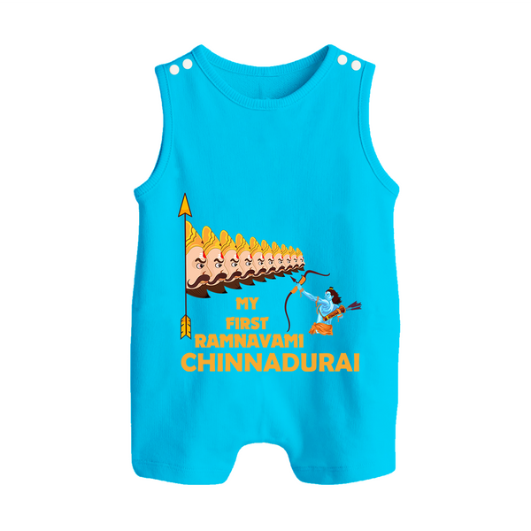 My First Ramnavami – Personalized Baby Romper suit - SKY BLUE - 0 - 5 Months Old (Chest 18")