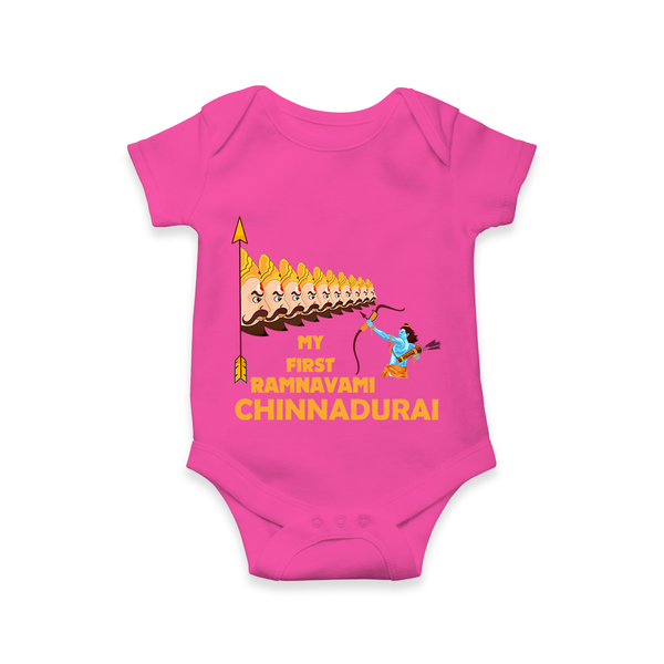 My First Ramnavami – Personalized Baby Romper - HOT PINK - New Born (Chest 14")