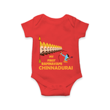 My First Ramnavami – Personalized Baby Romper - RED - New Born (Chest 14")