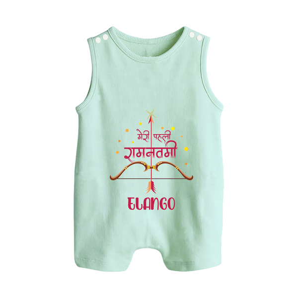 Hindi Ram Navami First Festival Baby Romper suit - MINT GREEN - 0 - 5 Months Old (Chest 18")