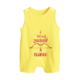 Hindi Ram Navami First Festival Baby Romper suit - PASTEL YELLOW - 0 - 5 Months Old (Chest 18")