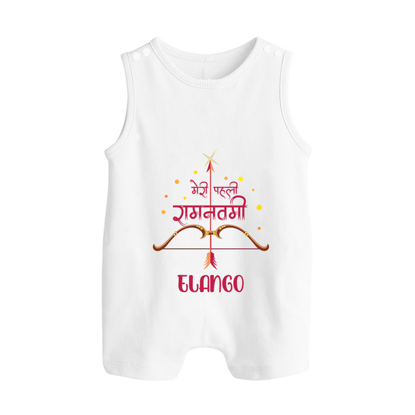 Hindi Ram Navami First Festival Baby Romper suit - WHITE - 0 - 5 Months Old (Chest 18")