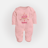 Hindi Ram Navami First Festival Baby Fullbody suit - BABY PINK - New Born (Chest 7.5")