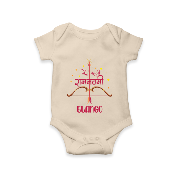 Hindi Ram Navami First Festival Baby Romper - IVORY - New Born (Chest 14")