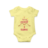 Hindi Ram Navami First Festival Baby Romper - PASTEL YELLOW - New Born (Chest 14")