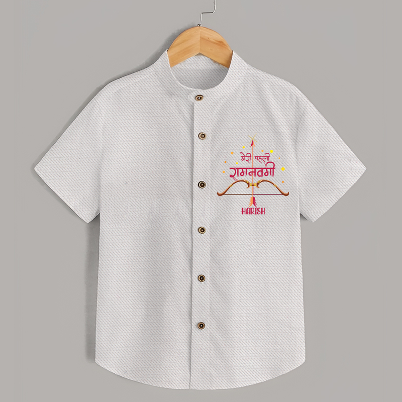 My First Ram Navami - A Sacred Beginning Of Devotion With Our Customized Shirt For kids With Name - WHITE - 0 - 6 Months Old (Chest 23")