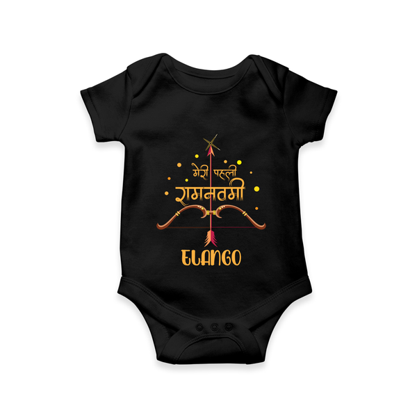 Hindi Ram Navami First Festival Baby Romper - BLACK - New Born (Chest 14")