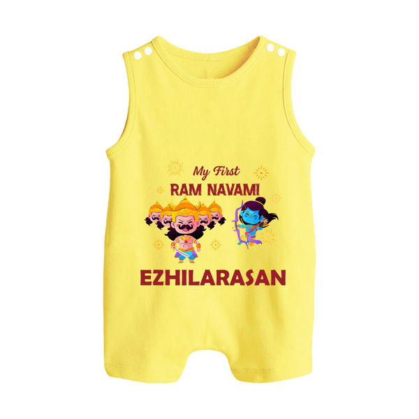 Ram Navami First Celebration Baby Romper suit - PASTEL YELLOW - 0 - 5 Months Old (Chest 18")
