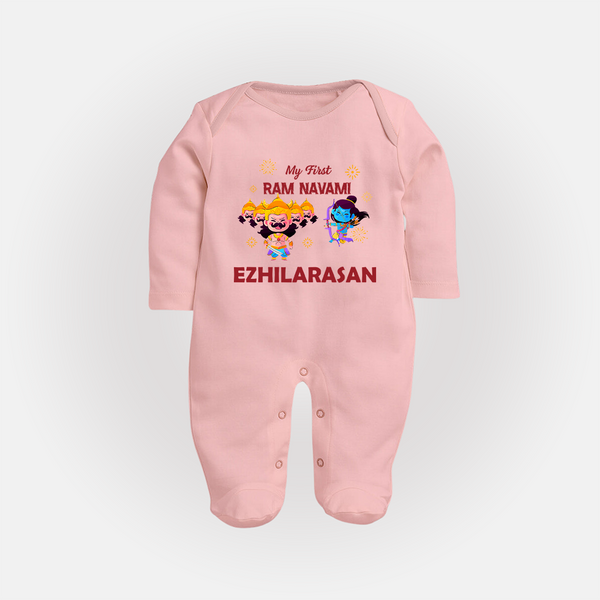 Ram Navami First Celebration Baby Fullbody suit - BABY PINK - New Born (Chest 7.5")