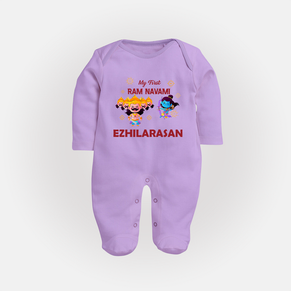 Ram Navami First Celebration Baby Fullbody suit - LILAC - New Born (Chest 7.5")