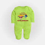 Ram Navami First Celebration Baby Fullbody suit - LIME GREEN - New Born (Chest 7.5")