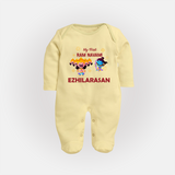 Ram Navami First Celebration Baby Fullbody suit - PASTEL YELLOW - New Born (Chest 7.5")