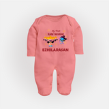 Ram Navami First Celebration Baby Fullbody suit - PEACH - New Born (Chest 7.5")