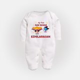 Ram Navami First Celebration Baby Fullbody suit - WHITE - New Born (Chest 7.5")