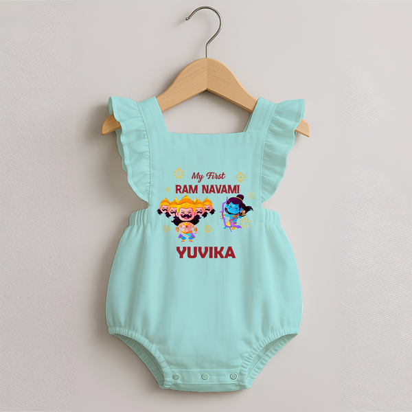 Ram Navami First Celebration Romper Frock - MINT GREEN - 0 - 3 Months Old (Chest 19")