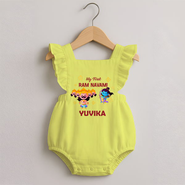 Ram Navami First Celebration Romper Frock - PASTEL YELLOW - 0 - 3 Months Old (Chest 19")