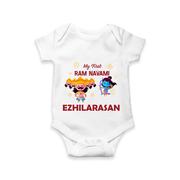 Ram Navami First Celebration Baby Romper - WHITE - New Born (Chest 14")