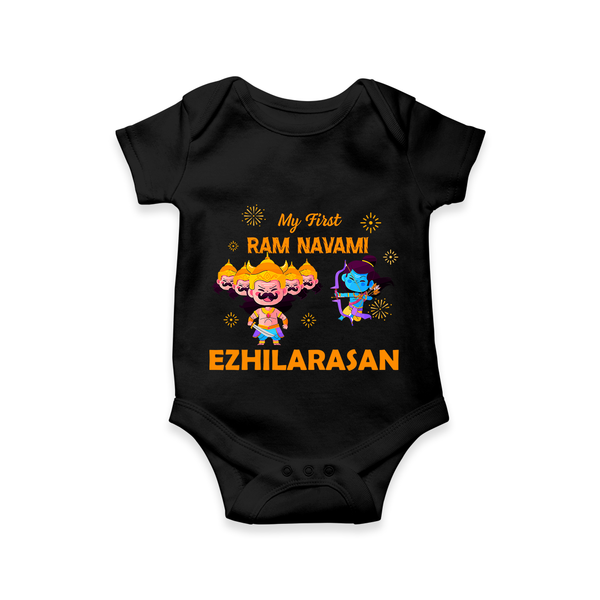 Ram Navami First Celebration Baby Romper - BLACK - New Born (Chest 14")