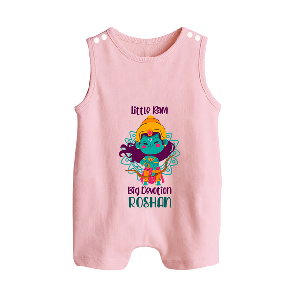 Little Ram Big Devotion Romper Suit | Personalized Romper Suit for Ram Bhakt - BABY PINK - 0 - 5 Months Old (Chest 18")