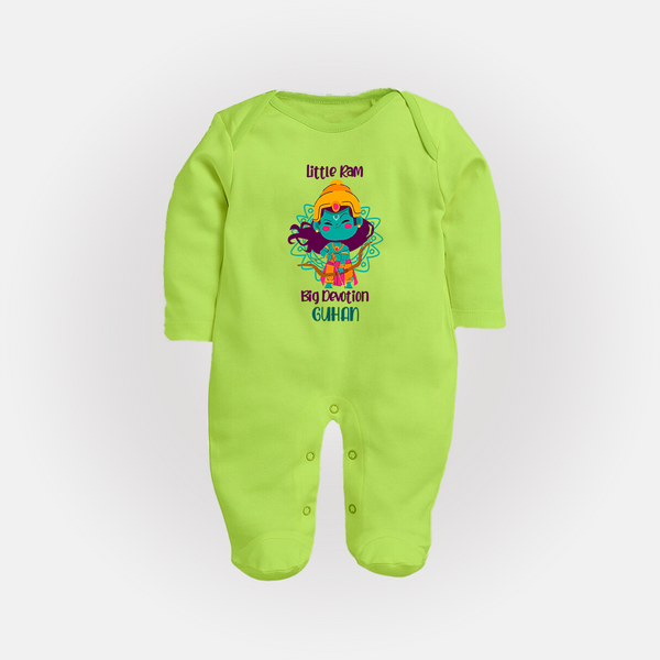 Little Ram Big Devotion – Personalized Kids Fullbody suit - LIME GREEN - New Born (Chest 7.5")