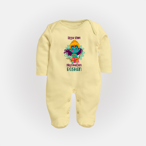 Little Ram Big Devotion – Personalized Kids Fullbody suit - PASTEL YELLOW - New Born (Chest 7.5")