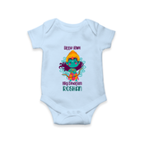 Little Ram Big Devotion Romper | Personalized Romper for Ram Bhakt - BABY BLUE - New Born (Chest 14")