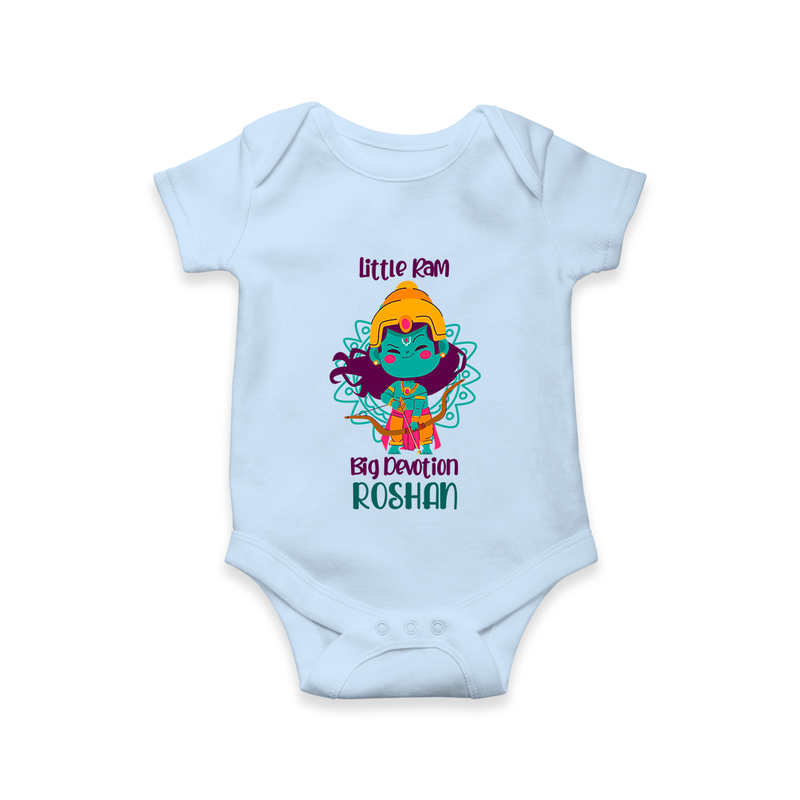 Little Ram Big Devotion Romper | Personalized Romper for Ram Bhakt - BABY BLUE - New Born (Chest 14")