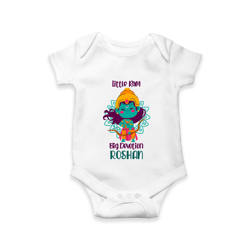 Little Ram Big Devotion Romper | Personalized Romper for Ram Bhakt - WHITE - New Born (Chest 14")