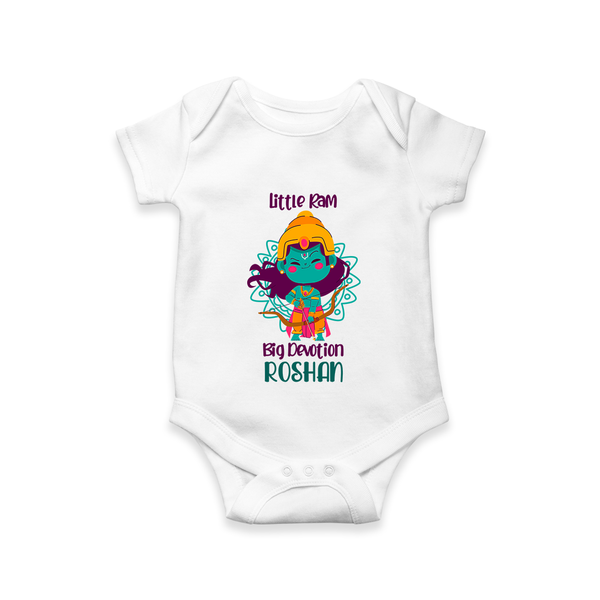 Little Ram Big Devotion Romper | Personalized Romper for Ram Bhakt - WHITE - New Born (Chest 14")