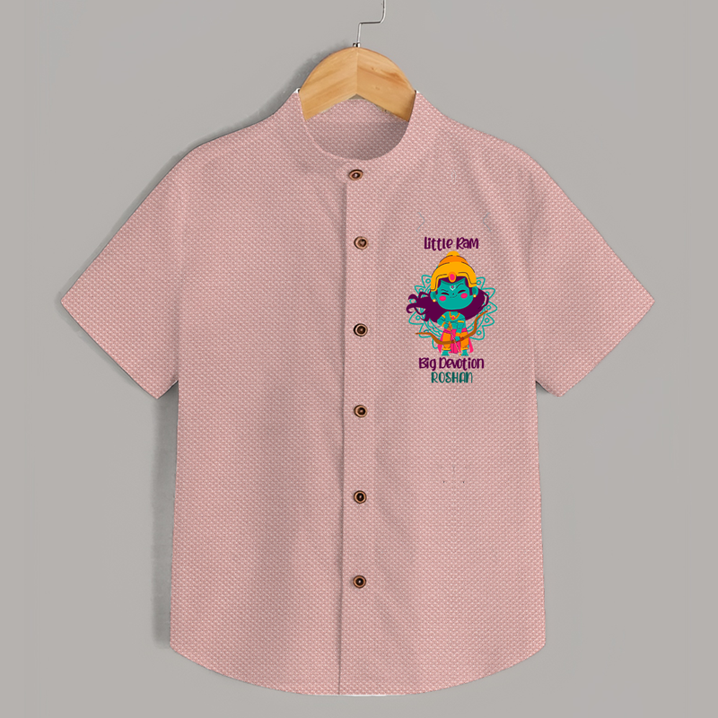 Little Ram, Big Devotion - Customized Ram Themed Shirt For Kids With Name - PEACH - 0 - 6 Months Old (Chest 23")