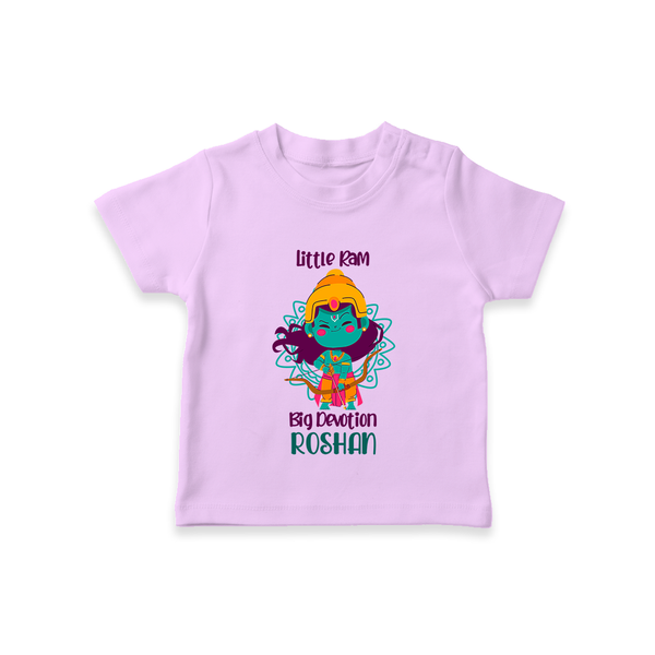 Little Ram Big Devotion T-Shirt | Personalized T-Shirt for Ram Bhakt - LILAC - 0-5 Months Old (Chest 17")