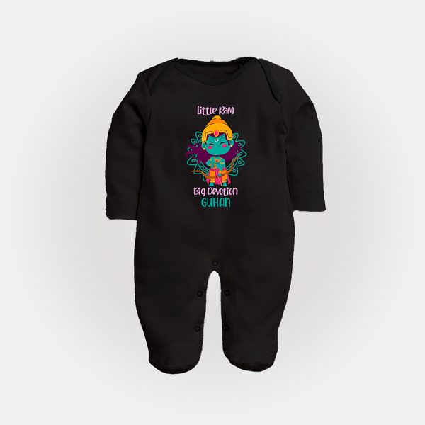 Little Ram Big Devotion – Personalized Kids Fullbody suit - BLACK - New Born (Chest 7.5")