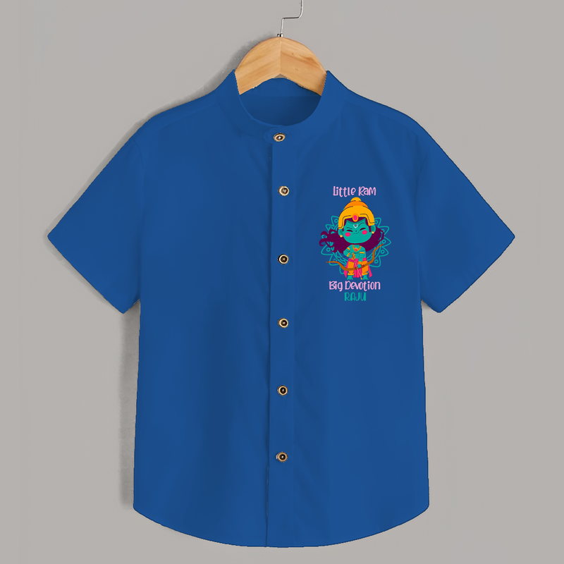 Little Ram, Big Devotion - Customized Ram Themed Shirt For Kids With Name - COBALT BLUE - 0 - 6 Months Old (Chest 23")